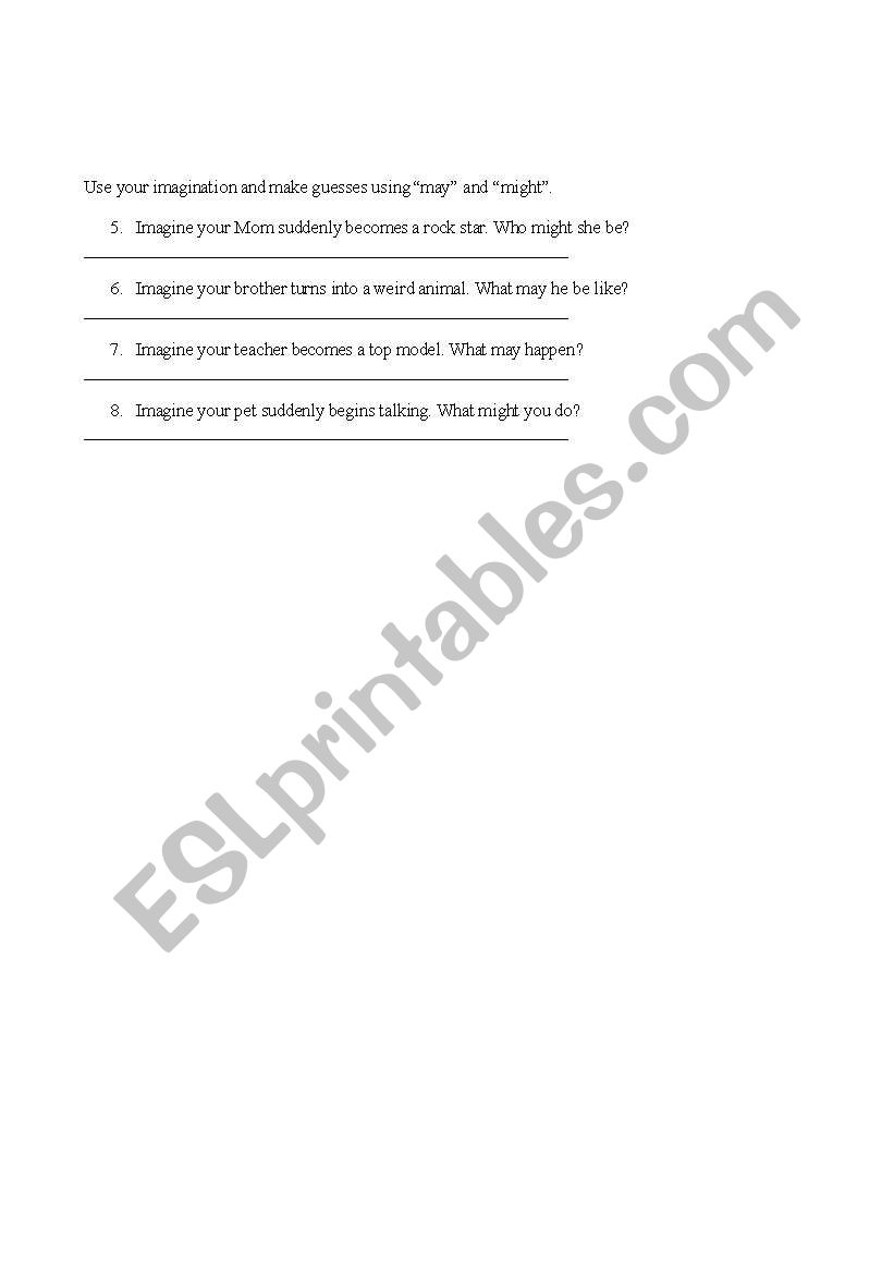 May and Might worksheet