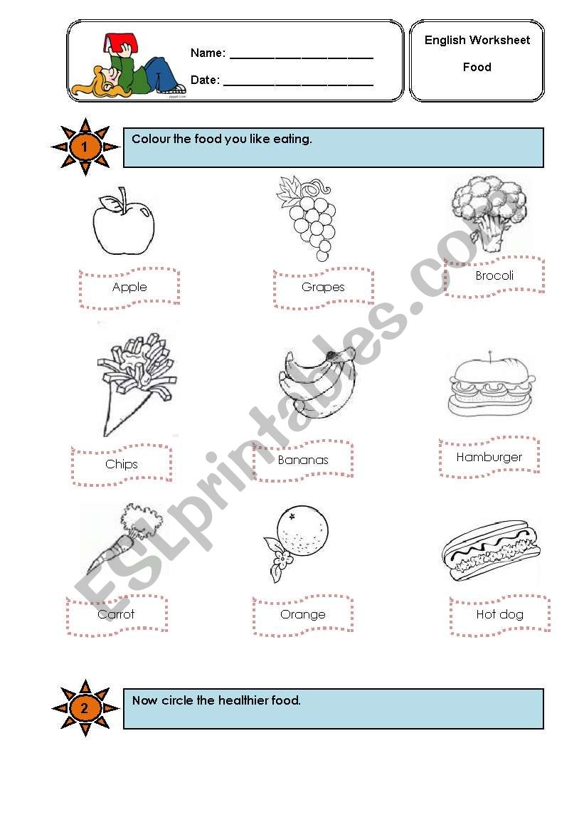 Healthy Foods worksheet
