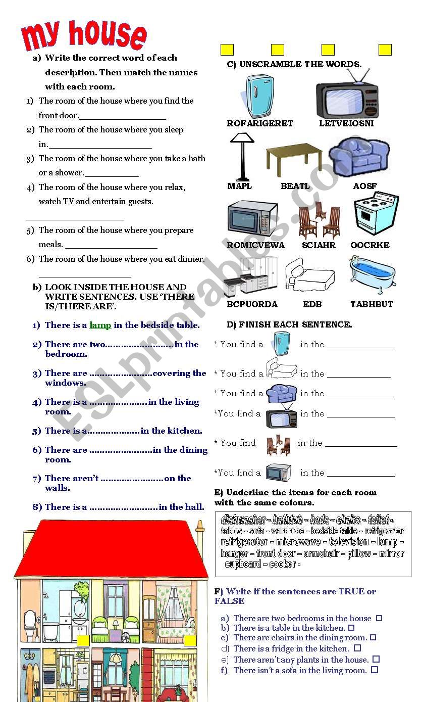 My house worksheet