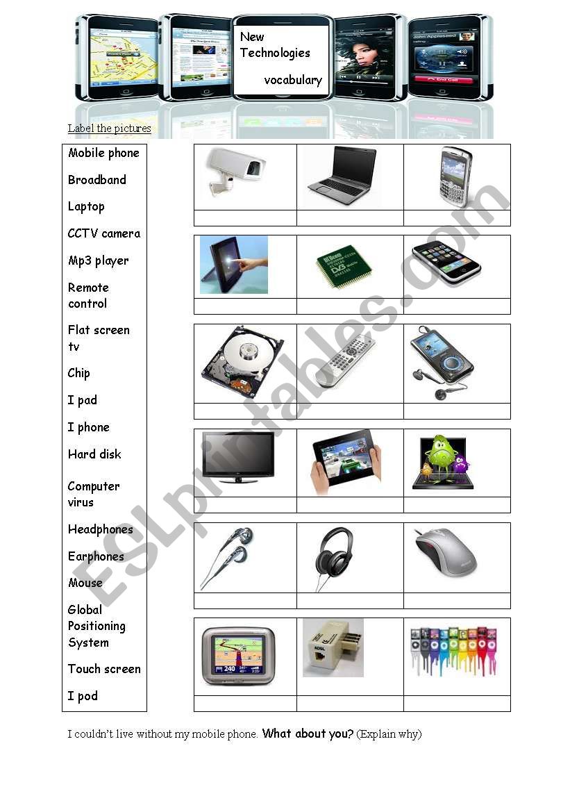 new technology worksheet