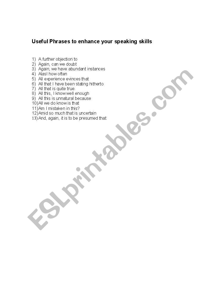 useful speaking phrases - Section 1