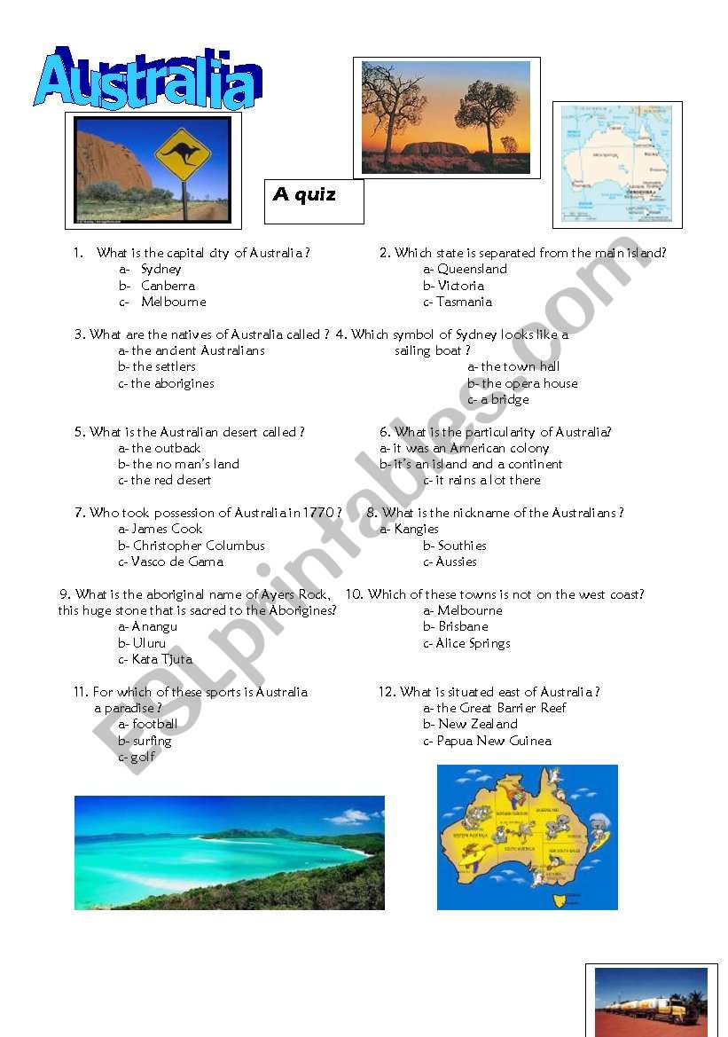 AUSTRALIA worksheet