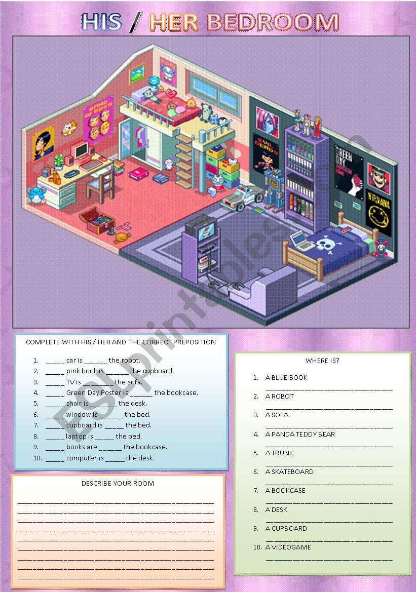 HIS / HER BEDROOM worksheet