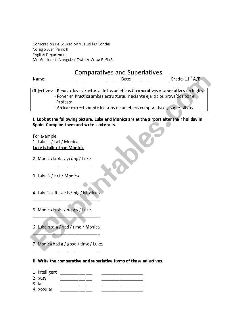 Comparatives worksheet