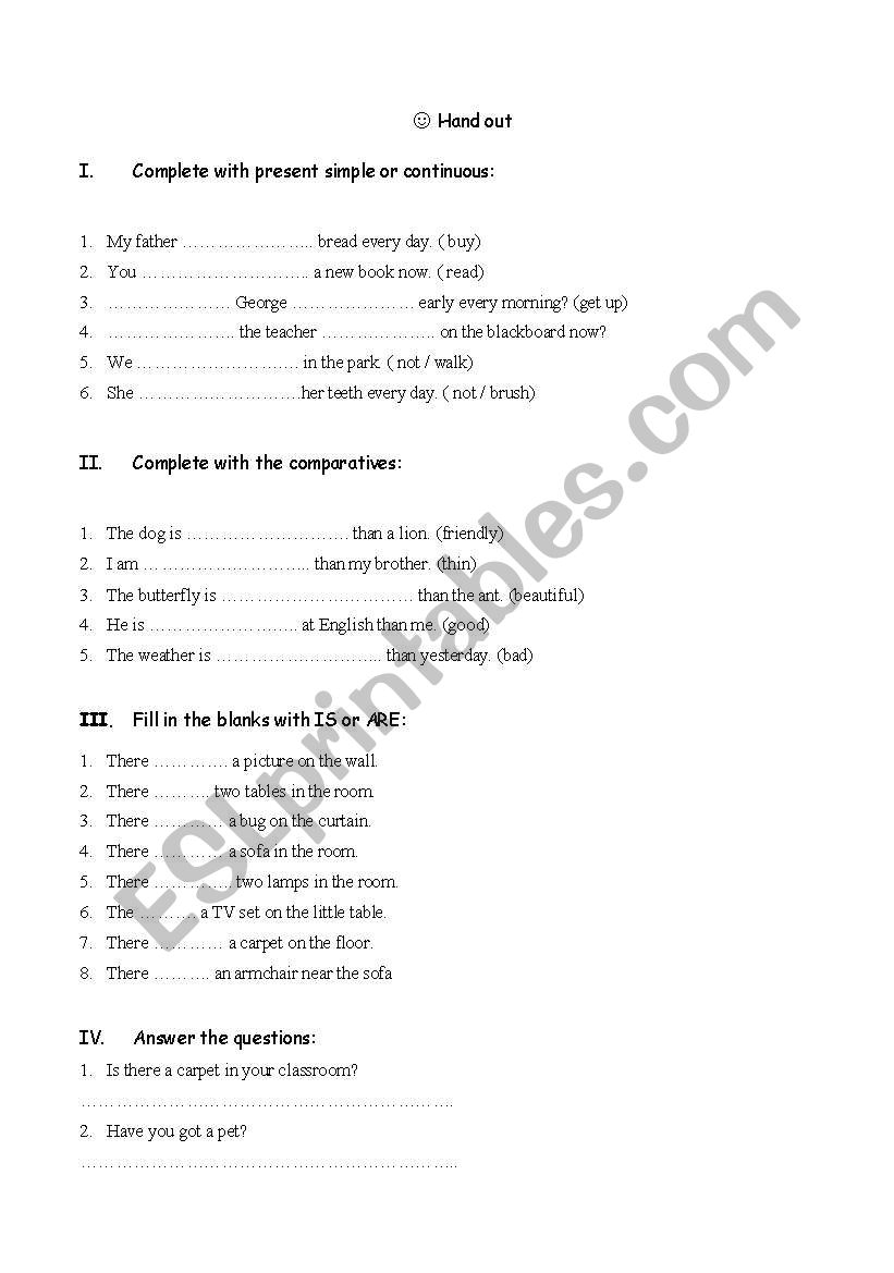 EXERCISES worksheet