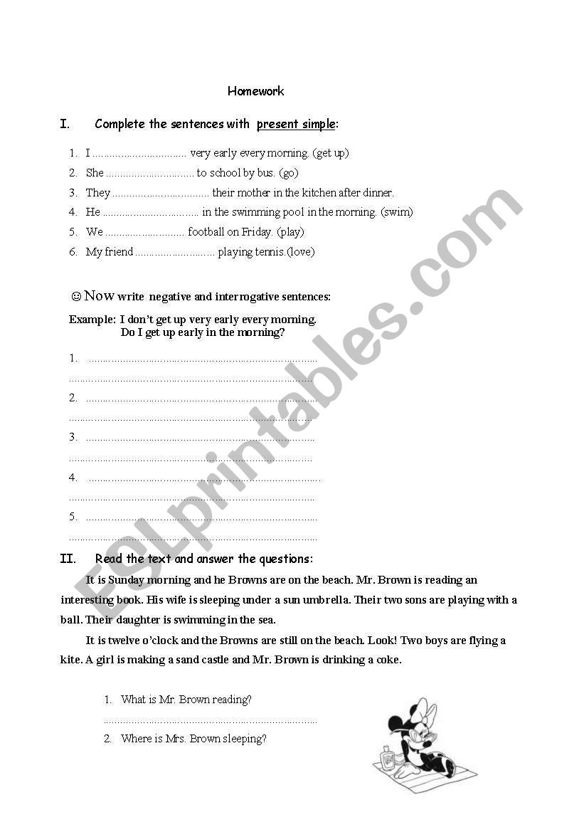 Reading and learning worksheet