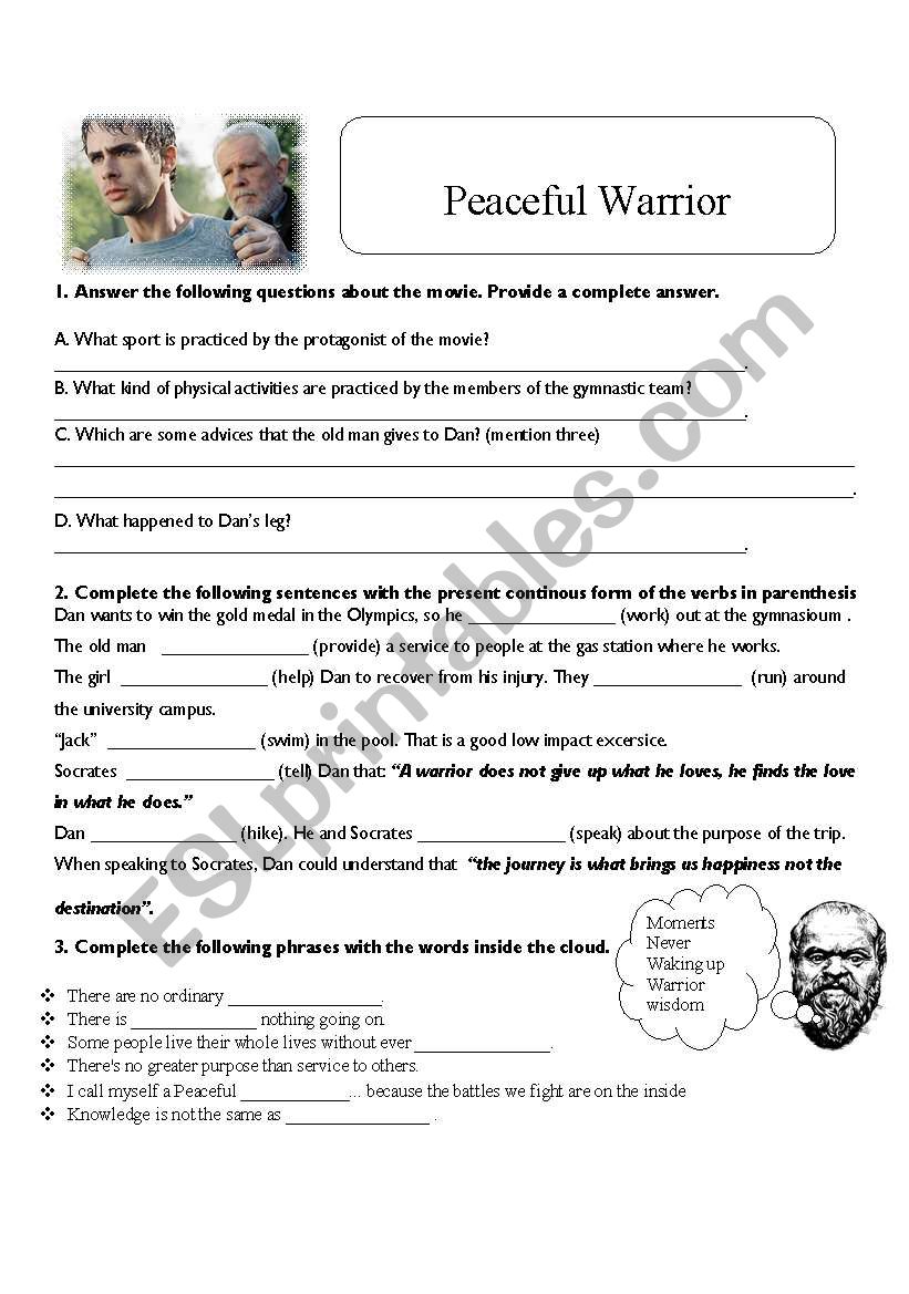 Peaceful Warrior worksheet