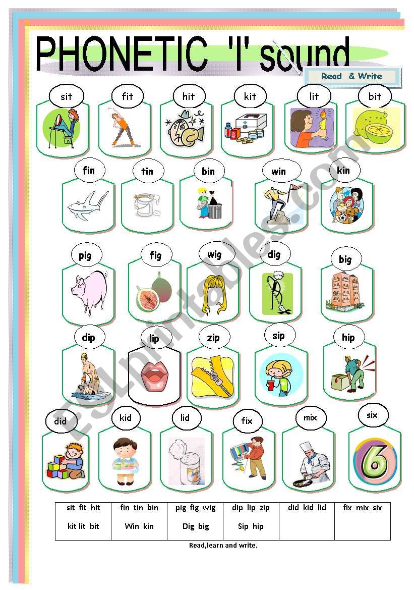 PHONETIC: Â´IÂ´Vowel  sound  (3a)  (Pictionary)