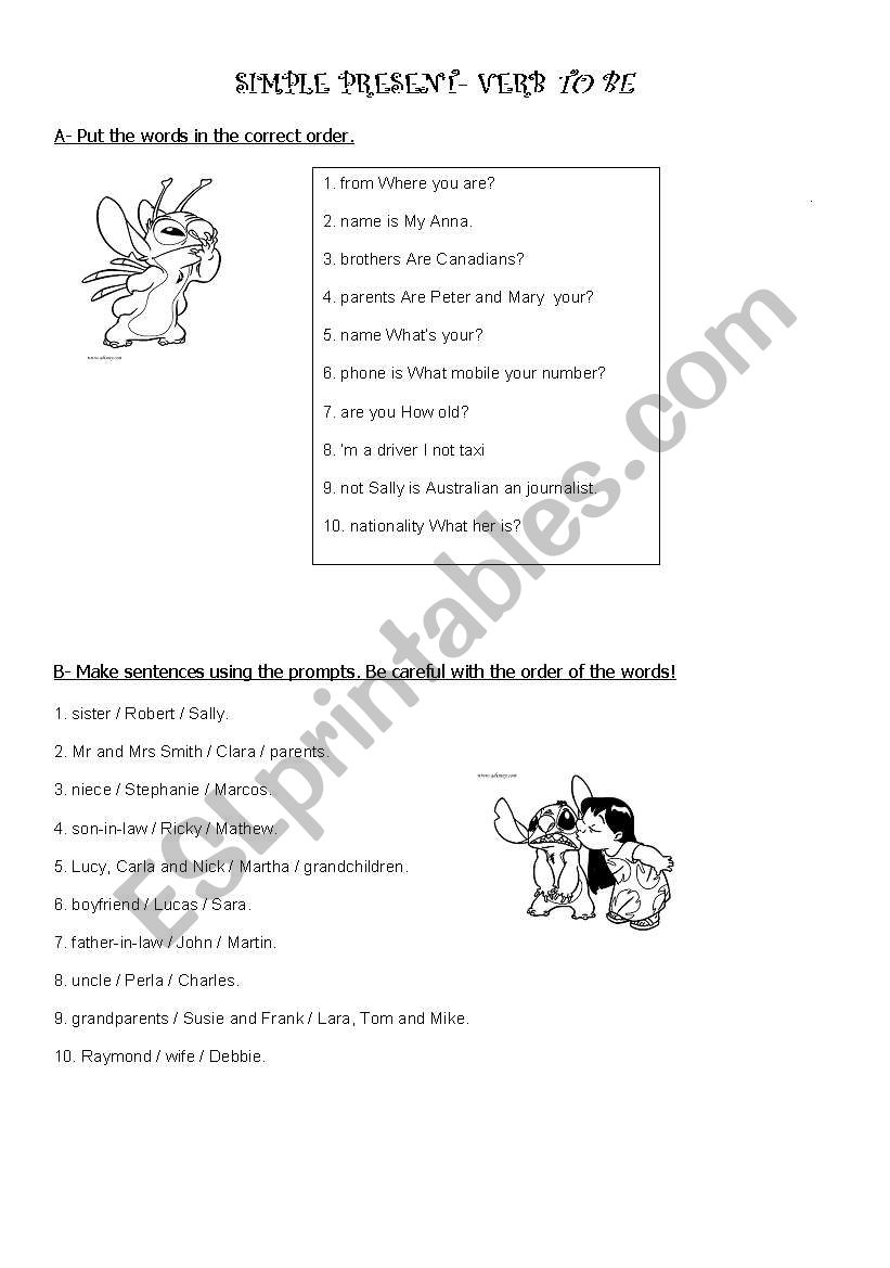 verb TO BE worksheet