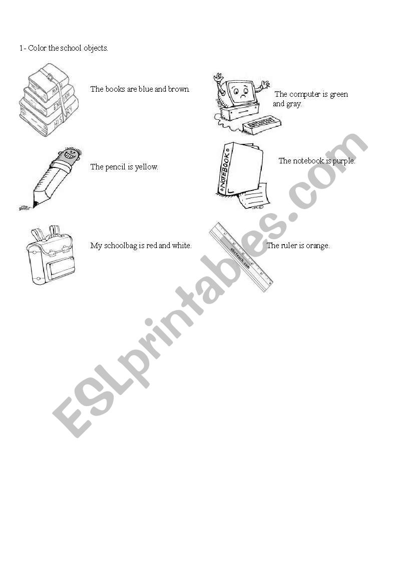 School and color worksheet