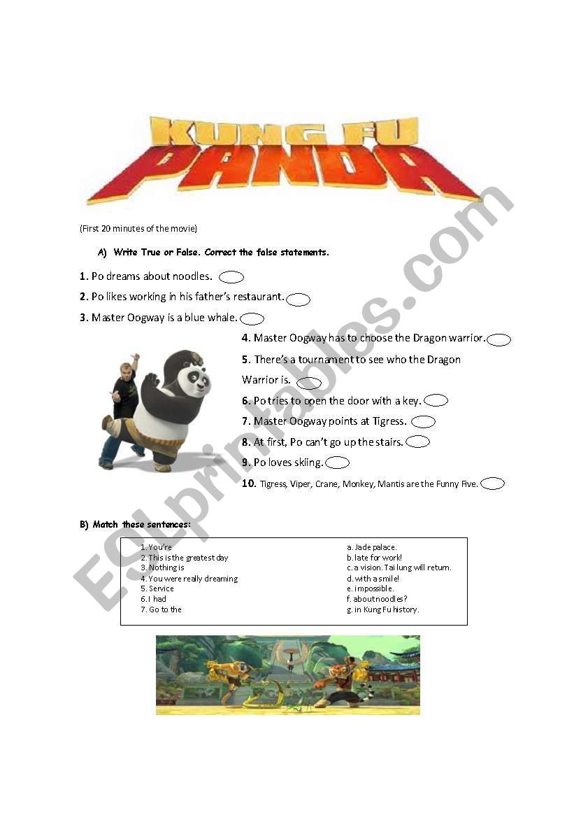 Kung Fu Panda worksheet