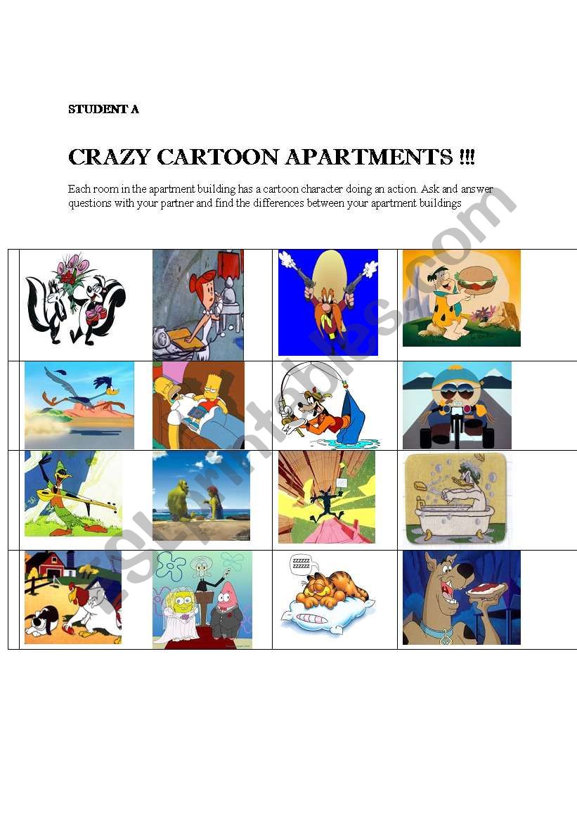 Crazy Cartoon Apartments worksheet
