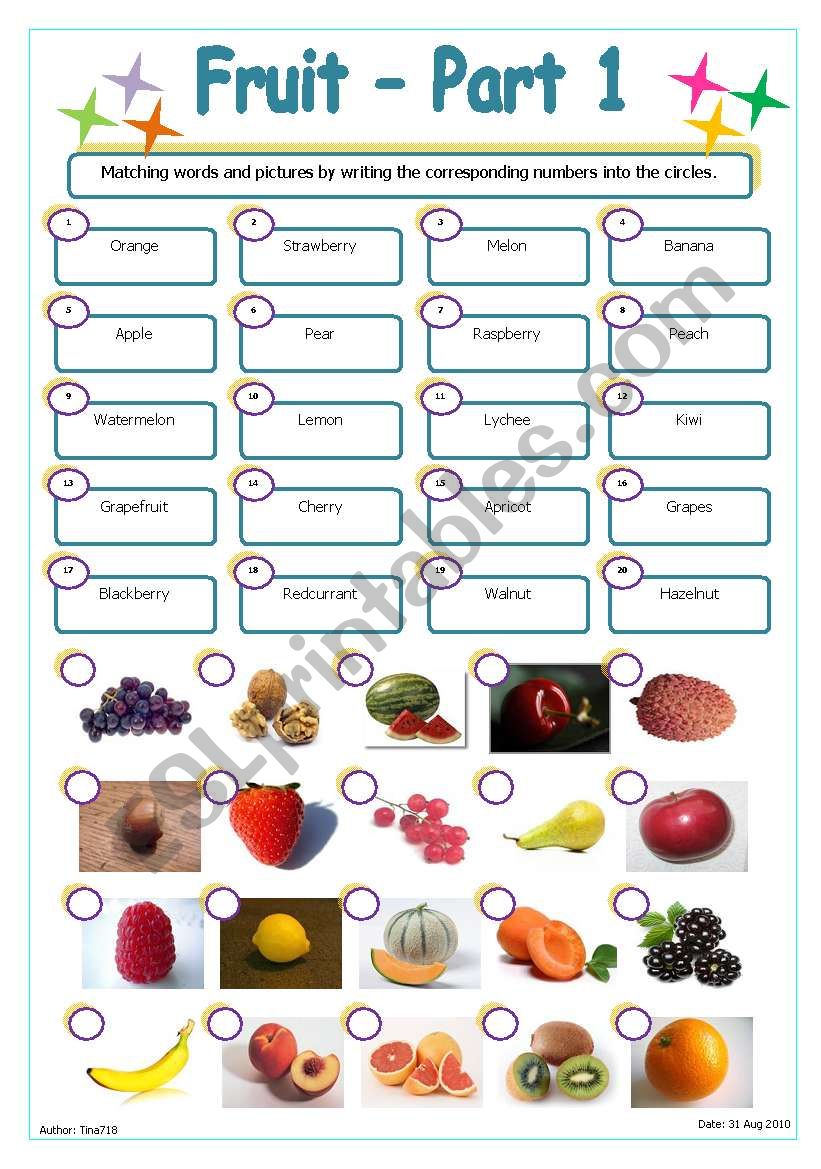 Fruit - Part 1 worksheet