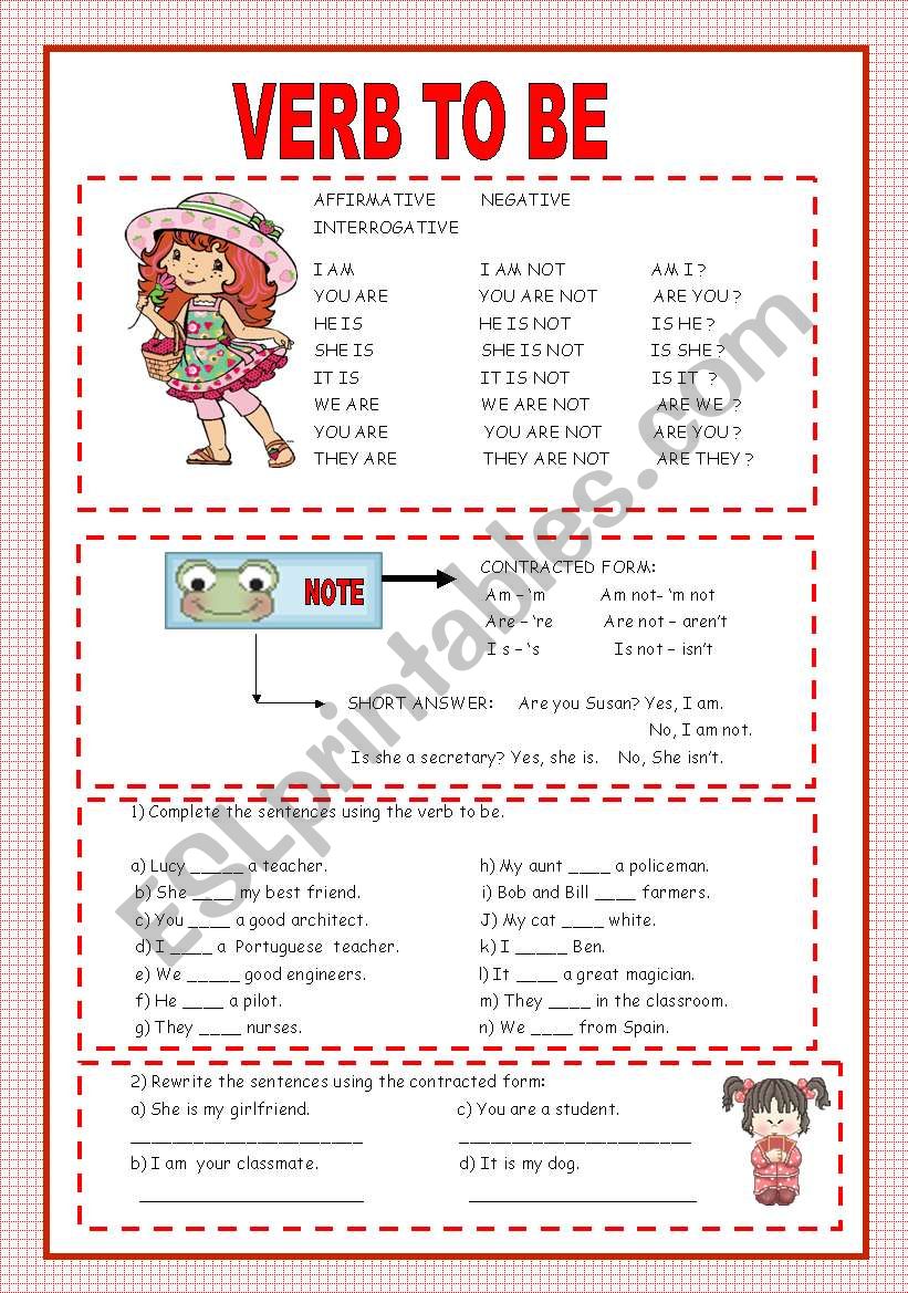 VERB TO BE worksheet