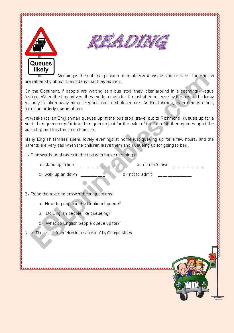 READING COMPREHENSION worksheet