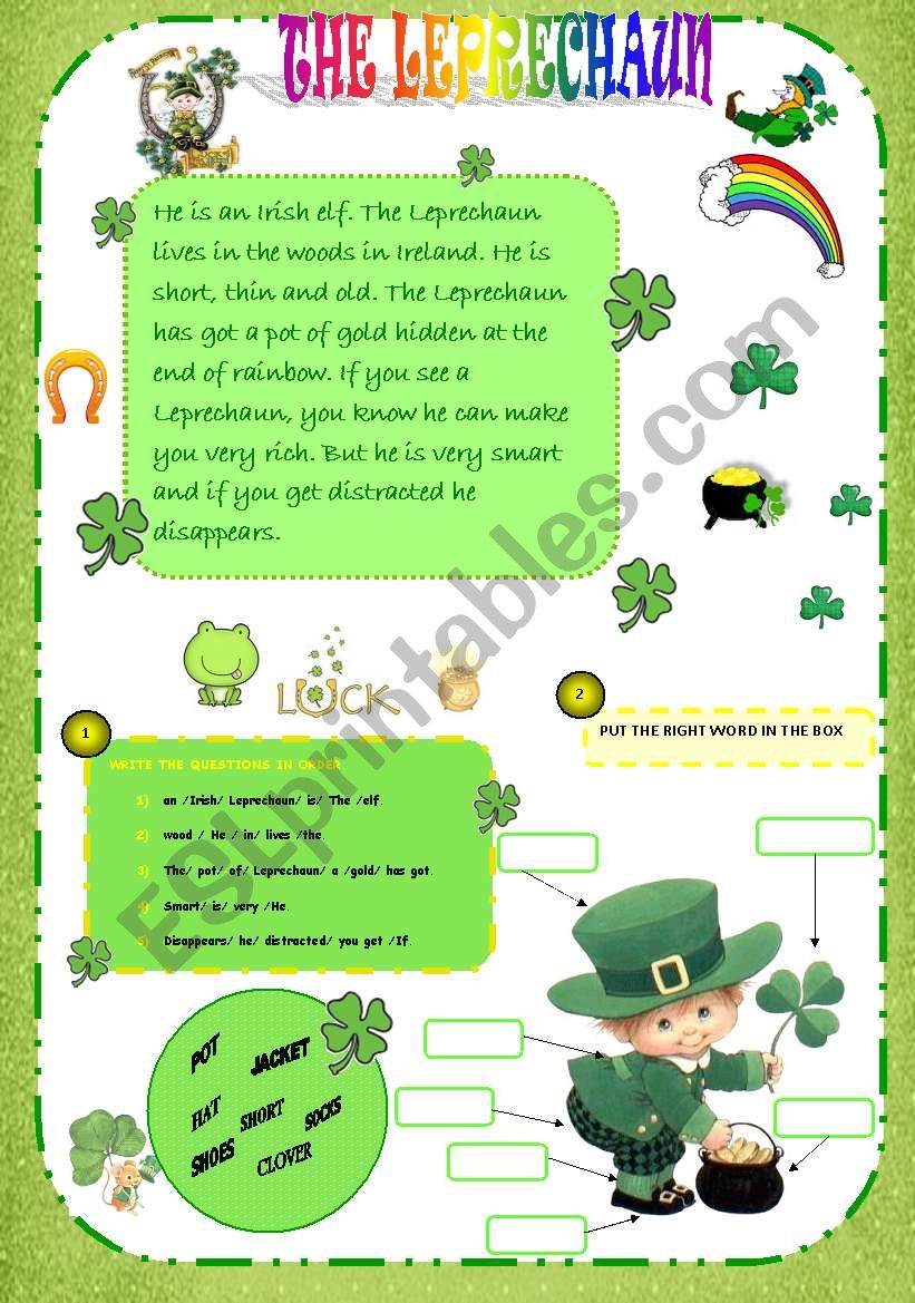 THE LEPRECHAUN worksheet