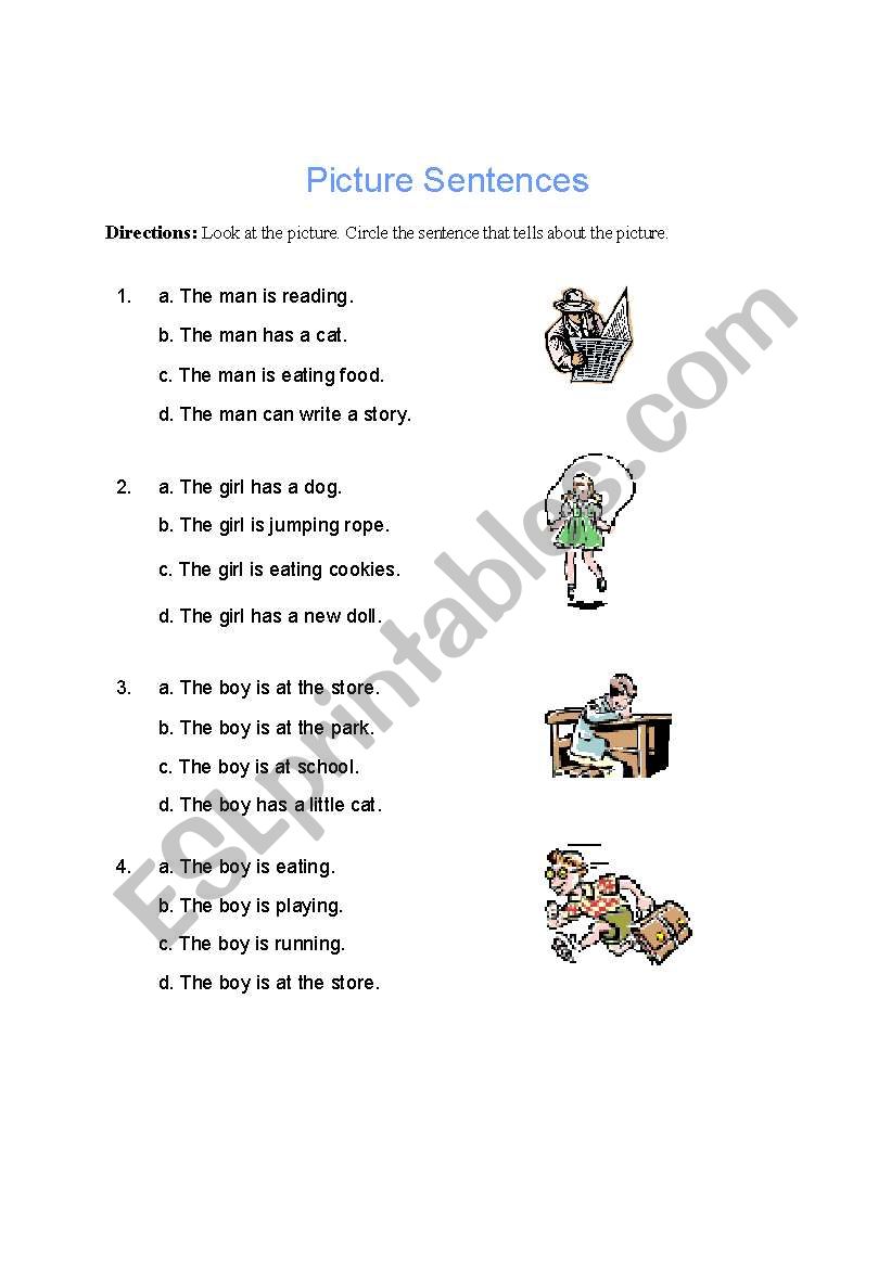 PICTURE SENTENCES worksheet