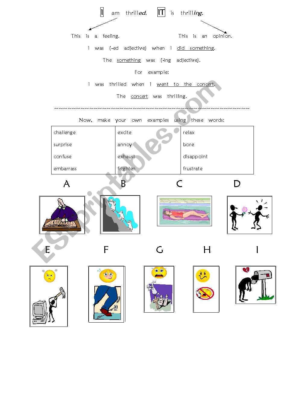 Ed Ing Participial Adjectives ESL Worksheet By Gingerbee