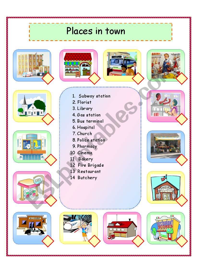 Places in town worksheet