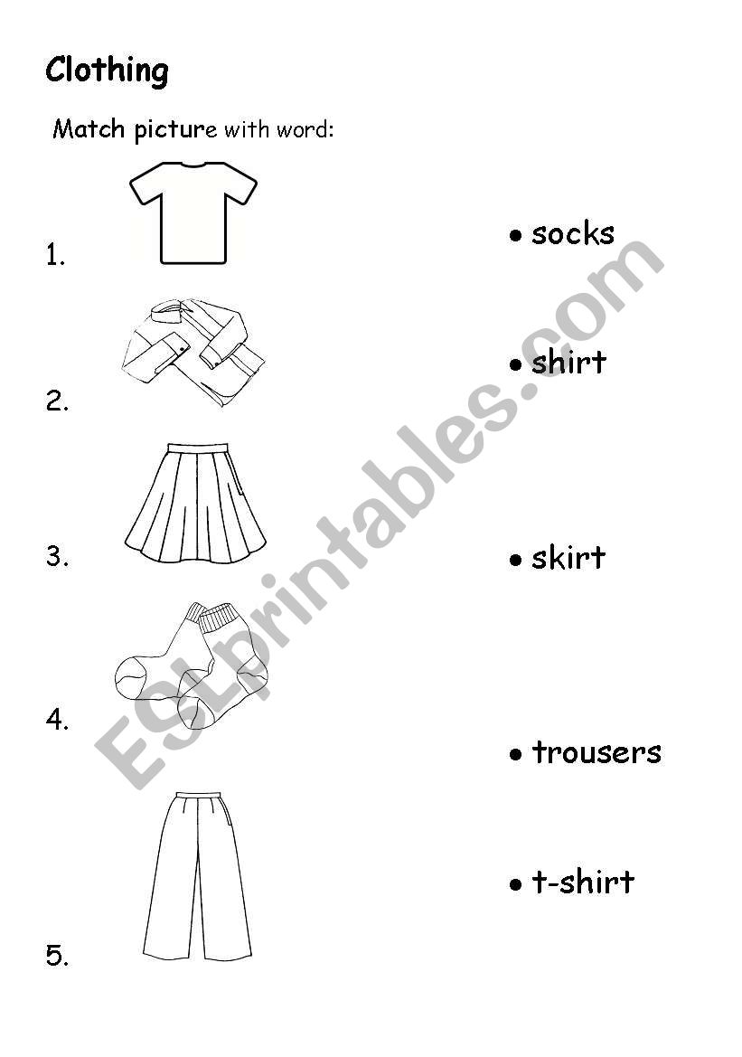 Clothes worksheet