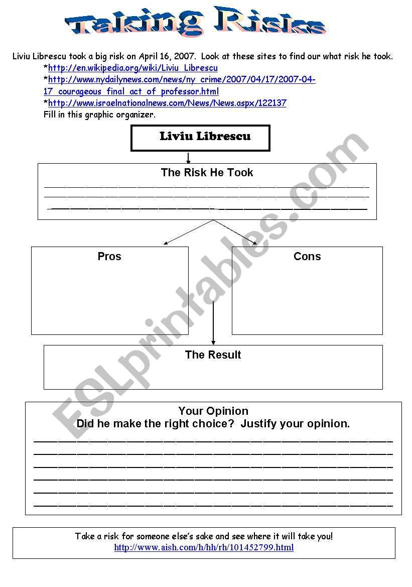 Taking Risks worksheet