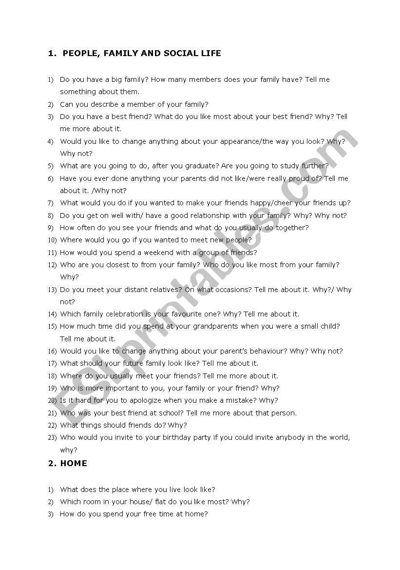 Graduation Questions worksheet