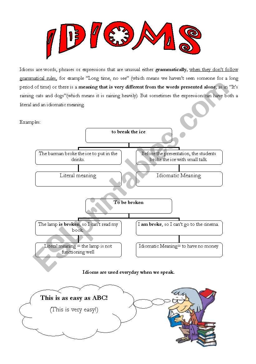 Idioms- work worksheet