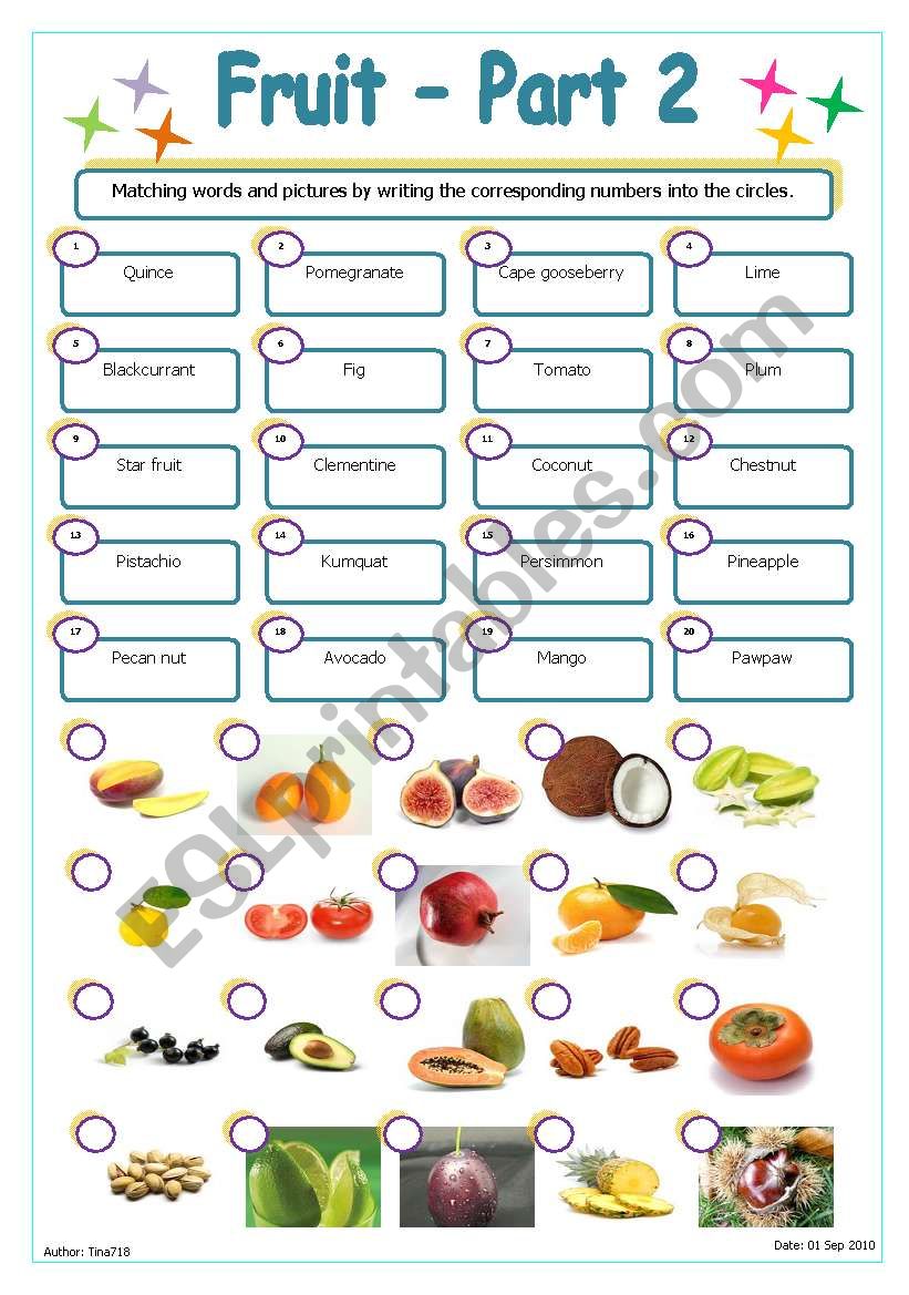 Fruit - Part 2 worksheet