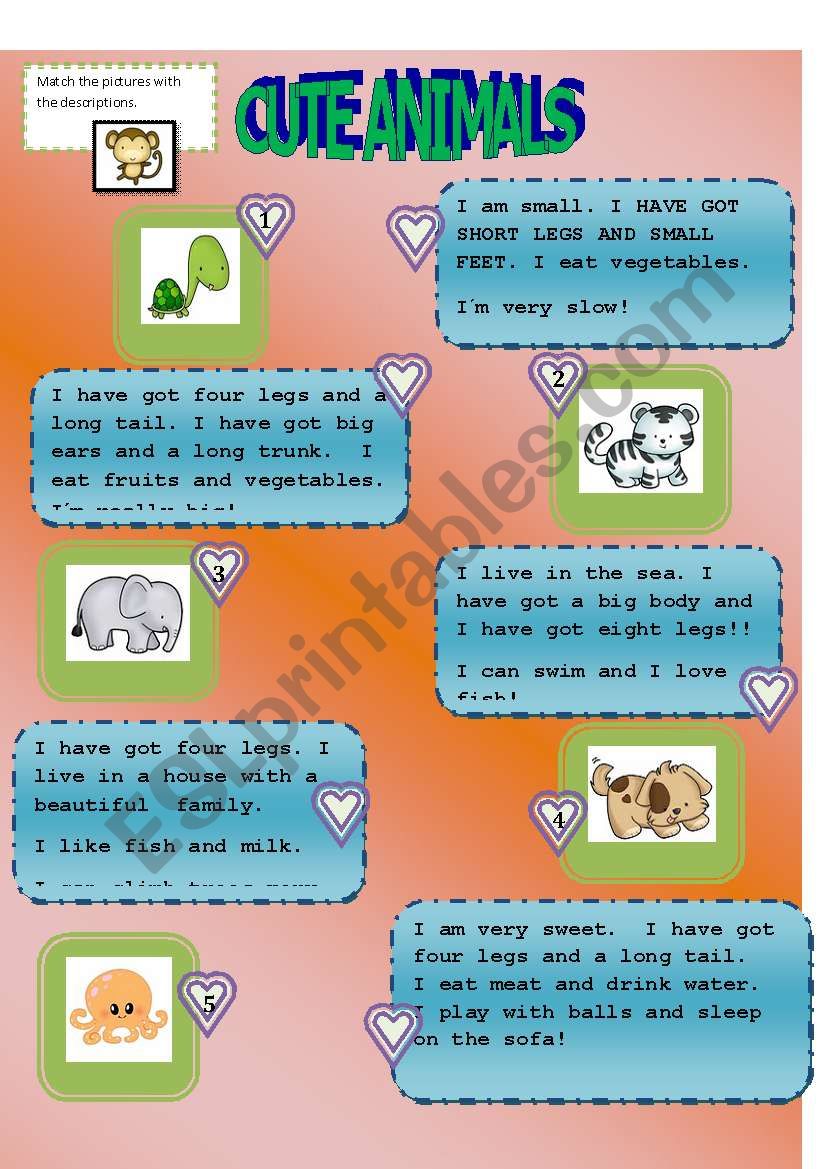 sweet animals 2 worksheet