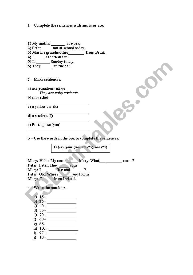 ingls for beginners worksheet