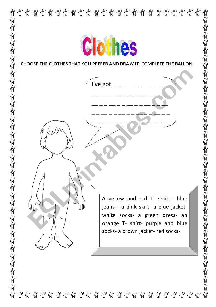 Draw the clothes worksheet