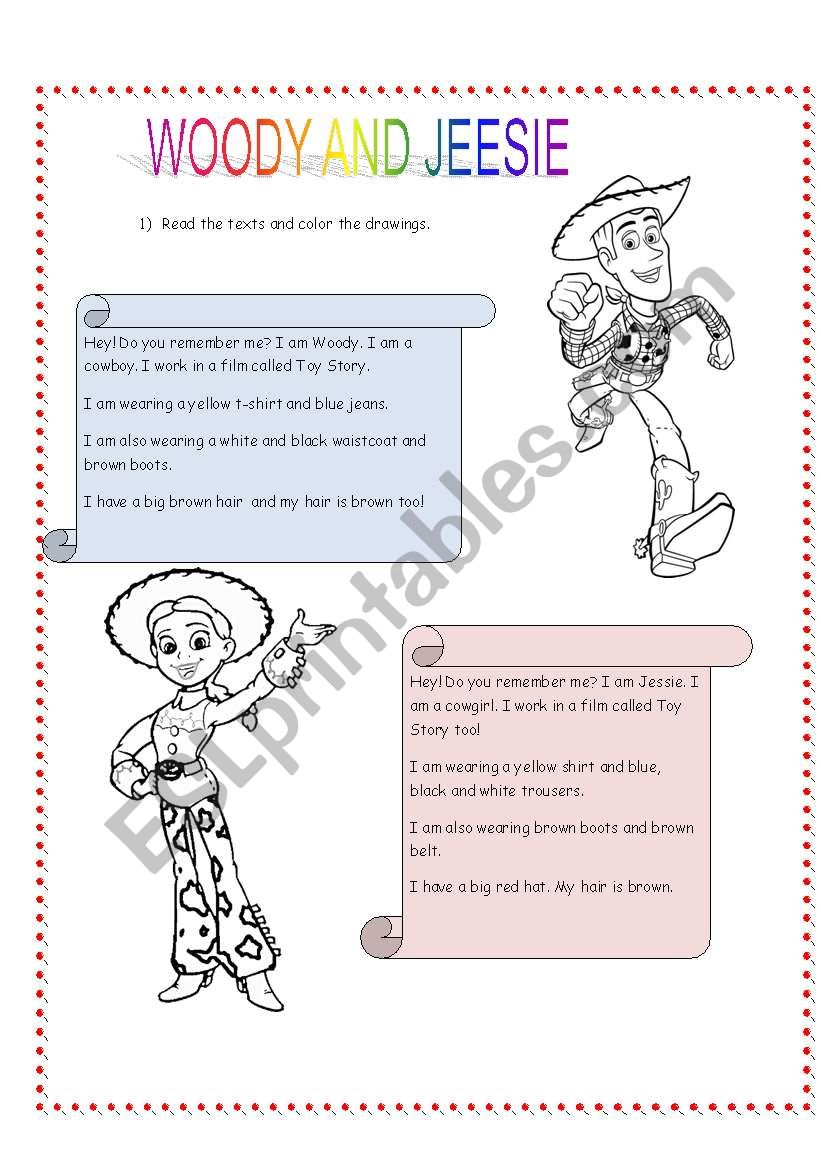 Woody and Jeesie worksheet