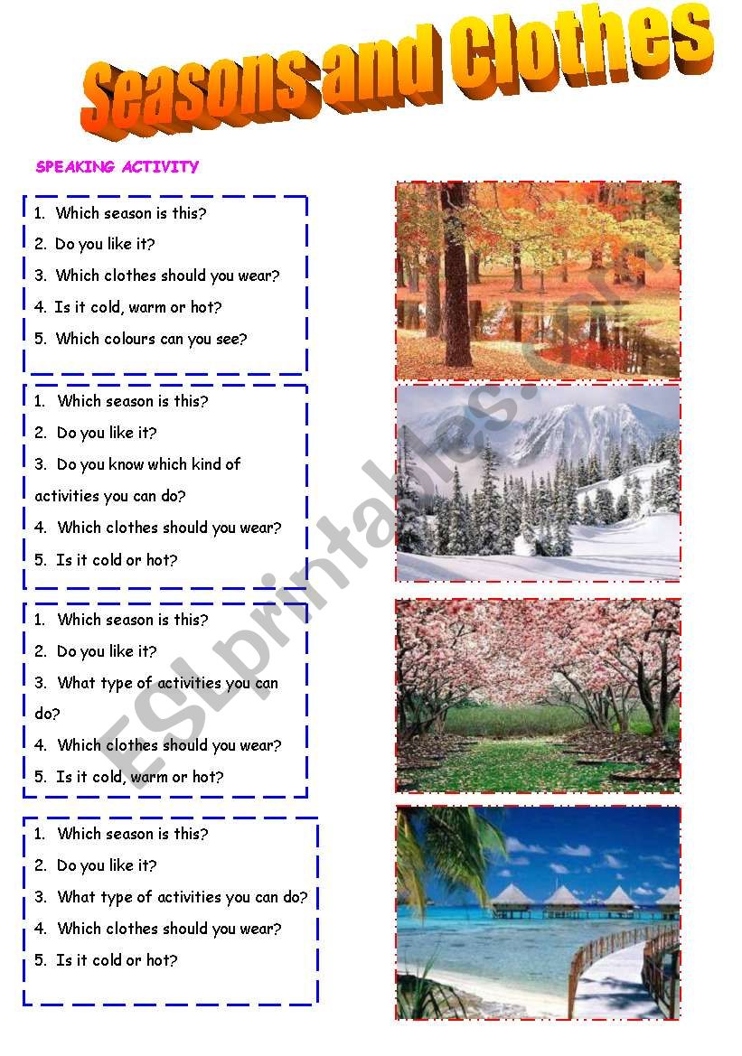 Seasons and Clothes worksheet