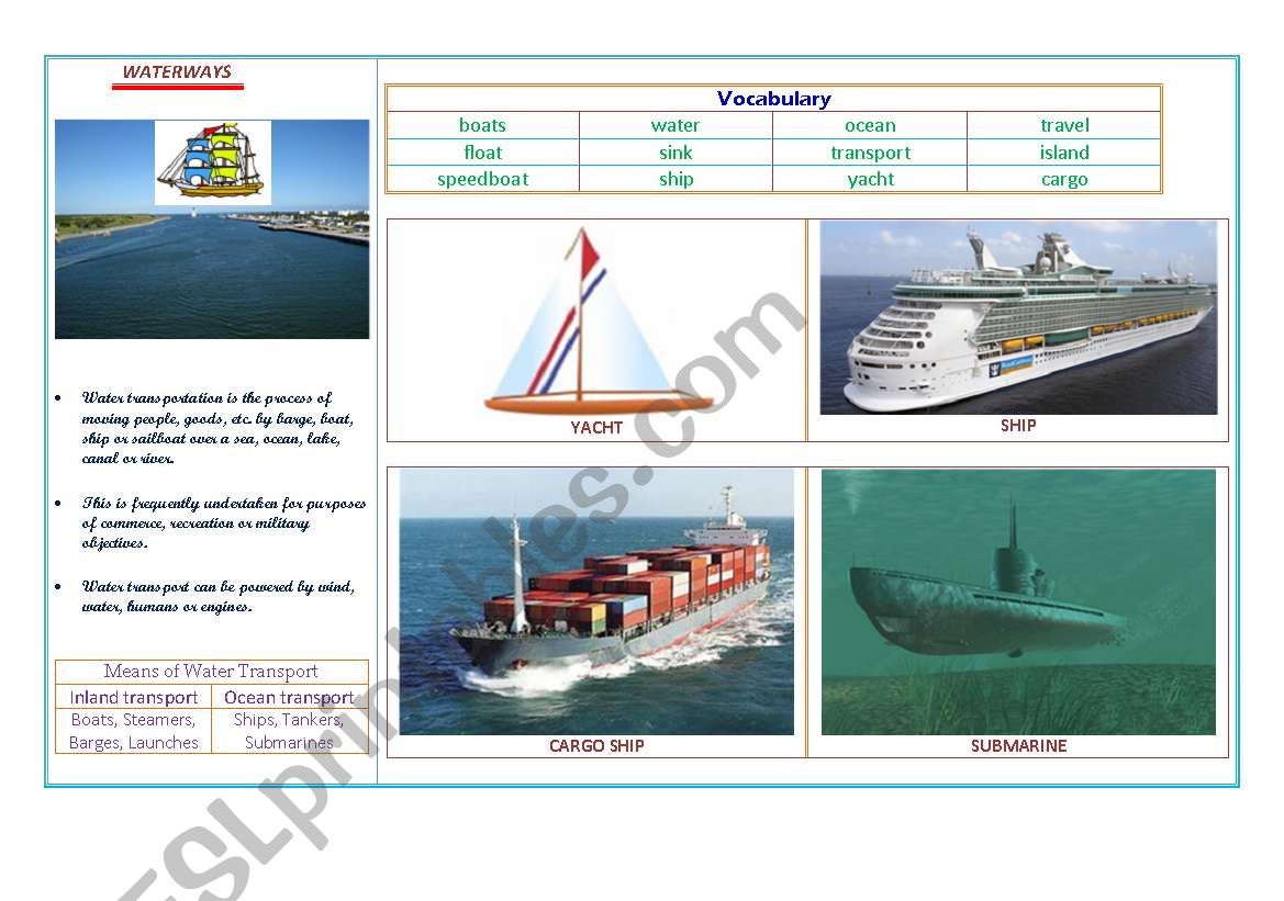 Transportation - Waterways worksheet