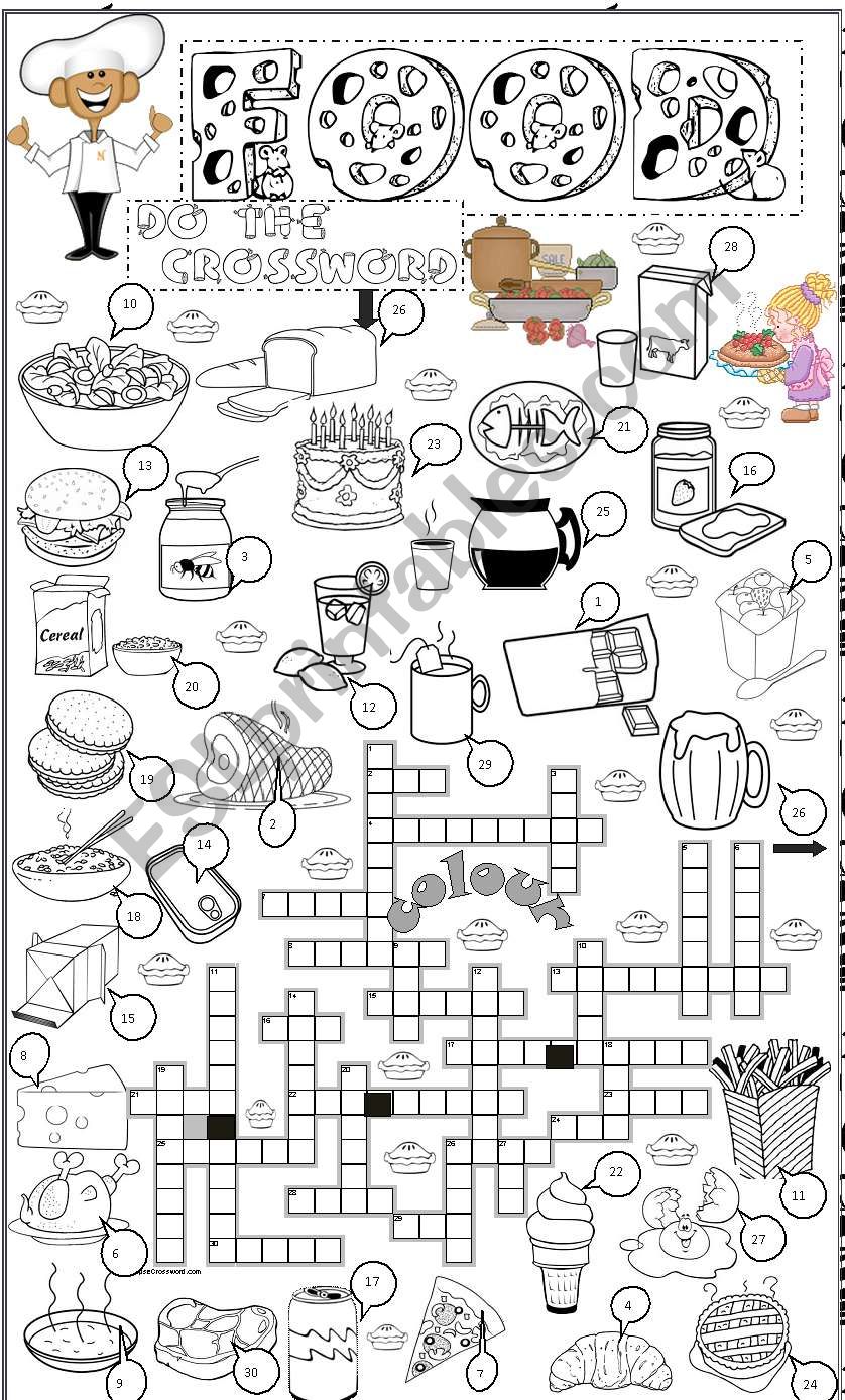 food crossword 1 worksheet