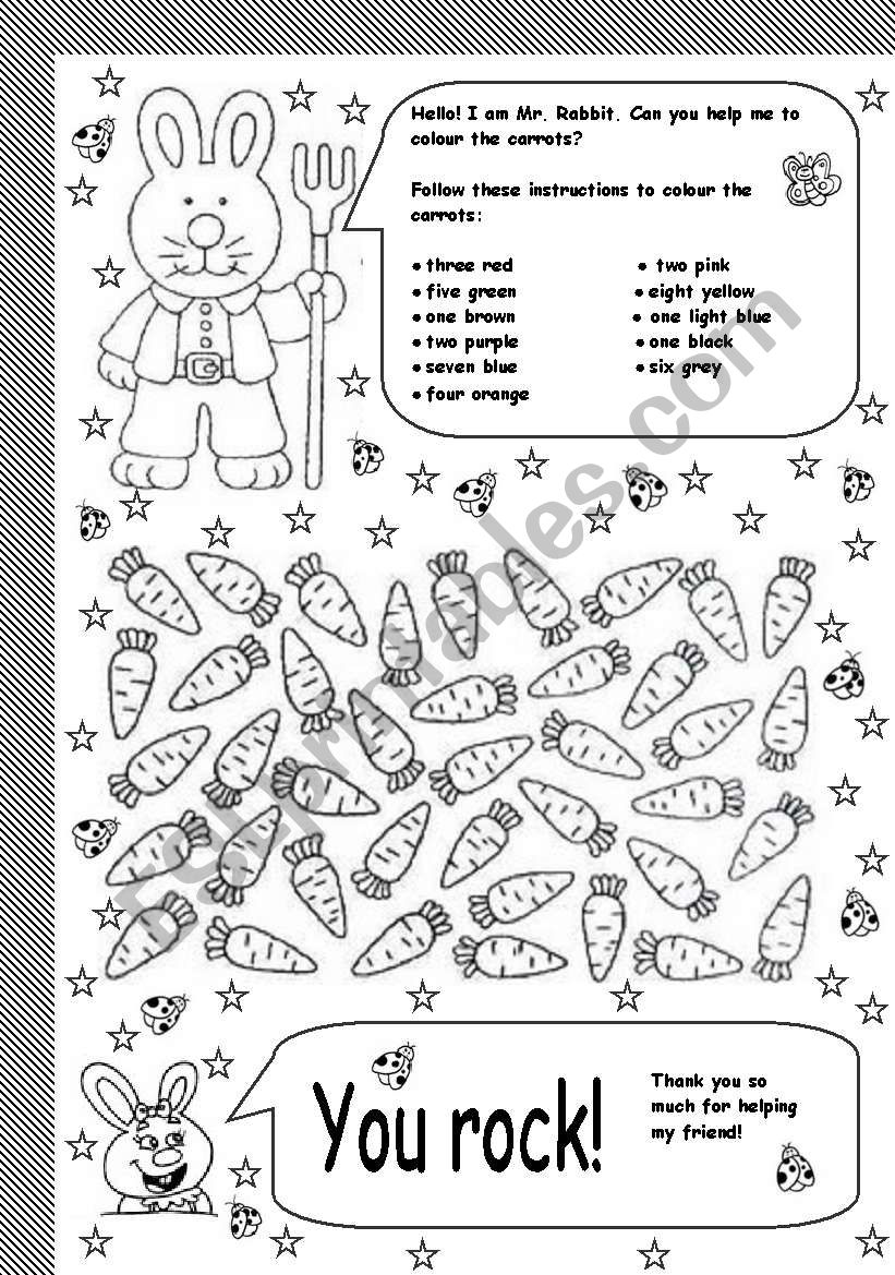 colours + numbers  worksheet