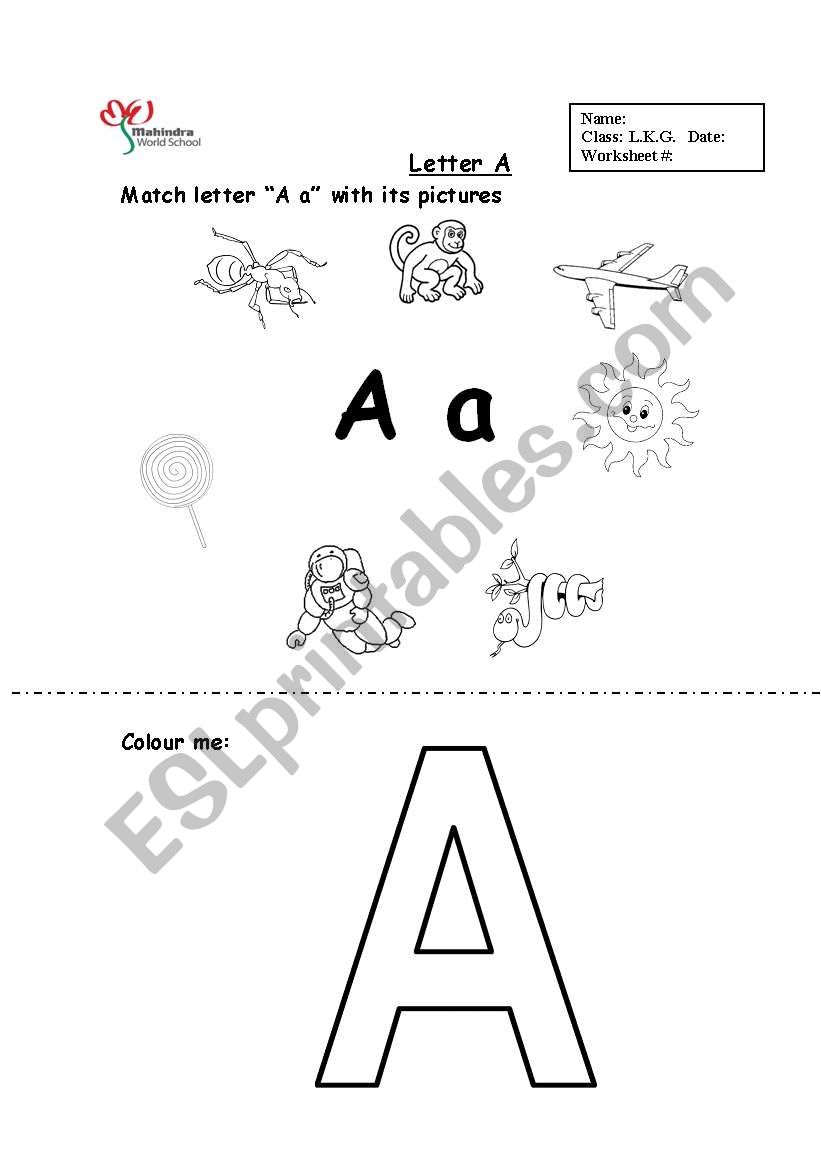 Letter A worksheet