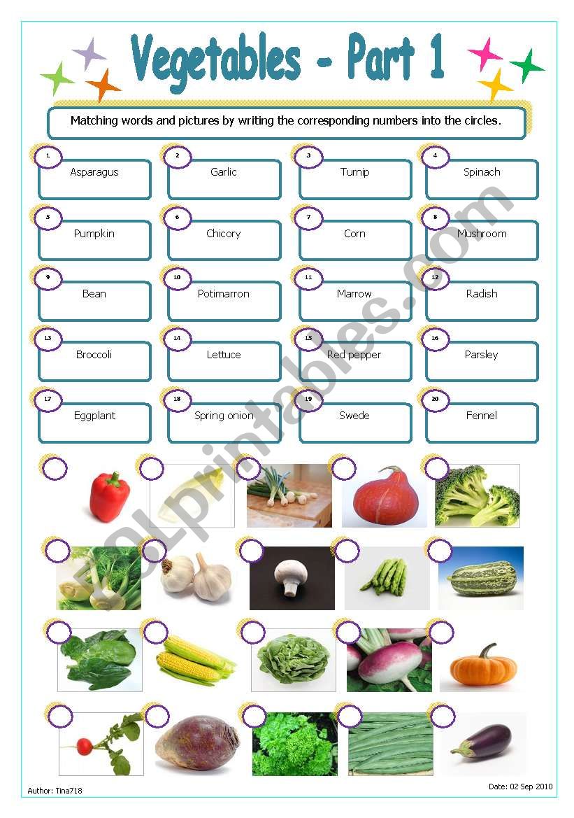 Vegetables - Part 1 worksheet