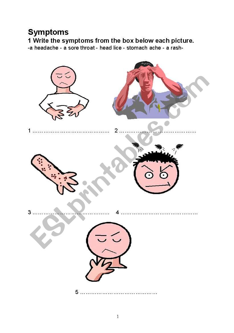 health-symptoms worksheet