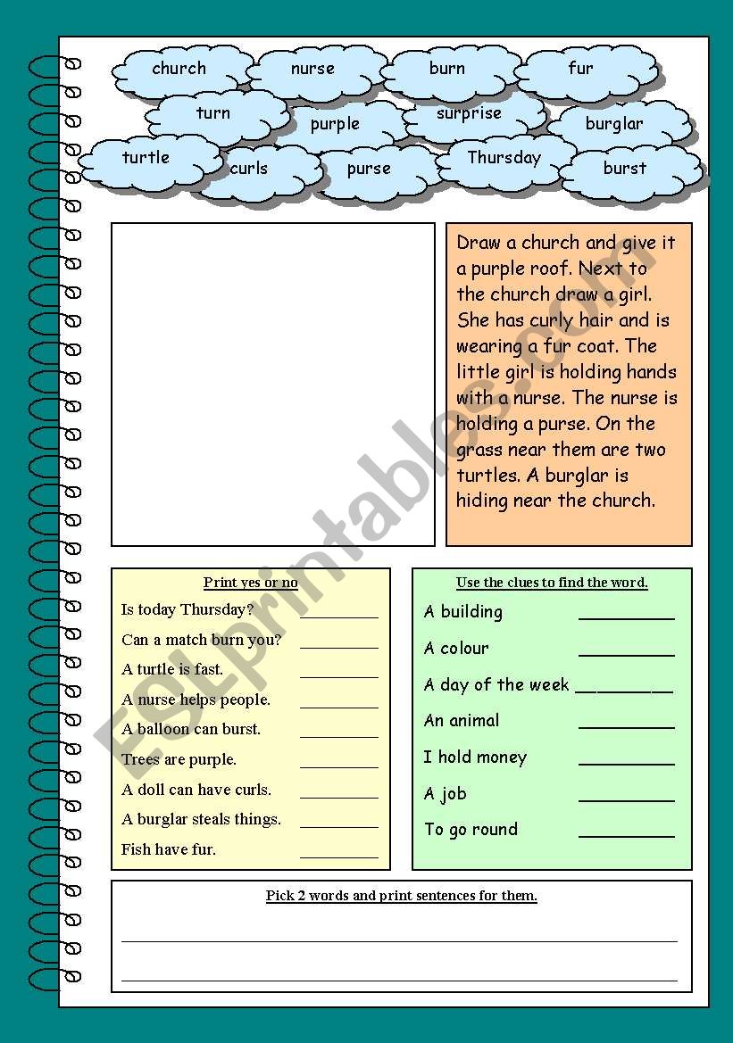 orking with words worksheet