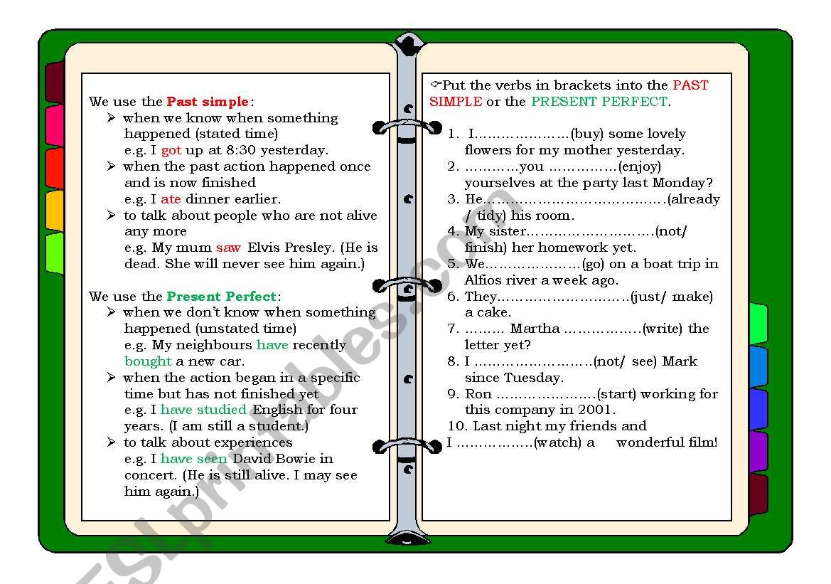 Past Simple vs. Present perfect (presentation +practise + key)