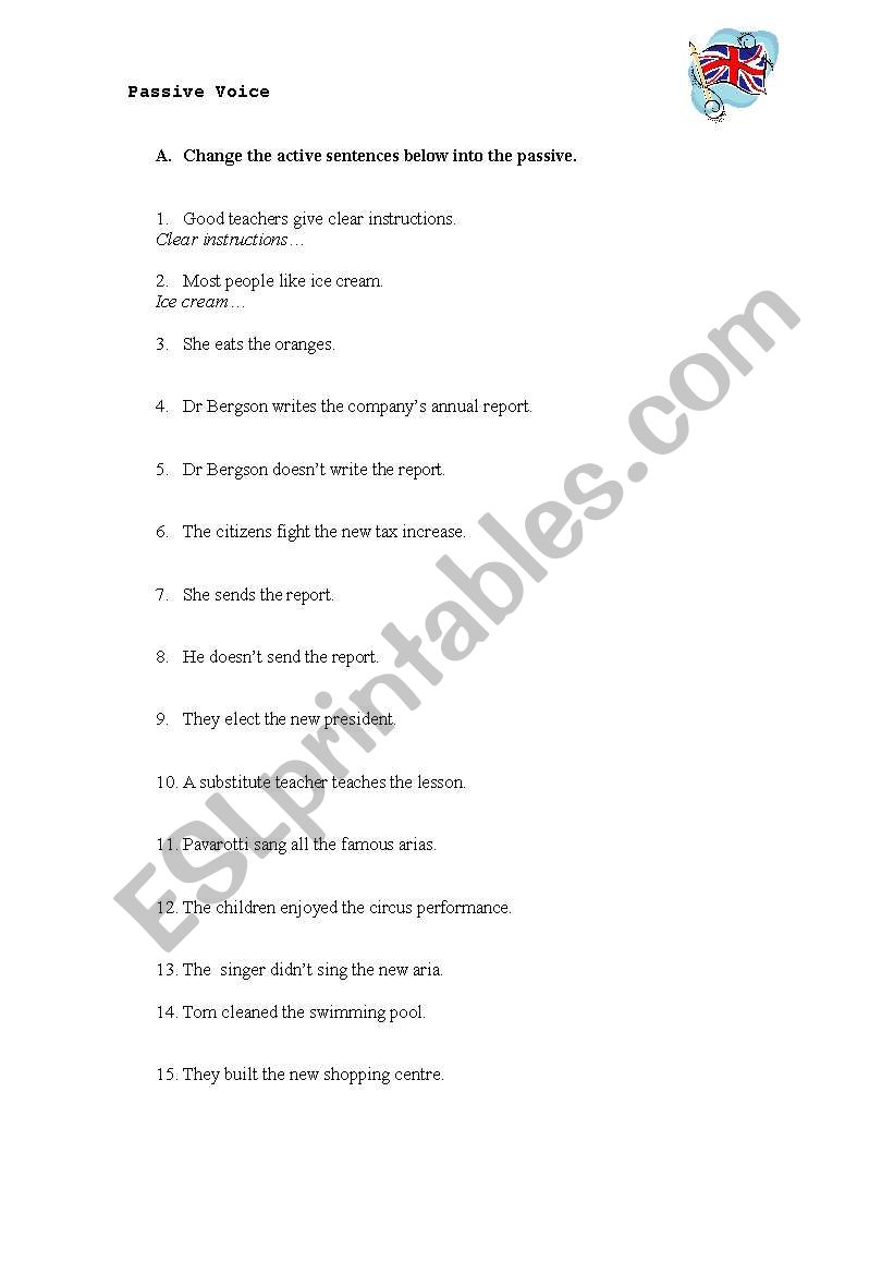 Passive Voice worksheet