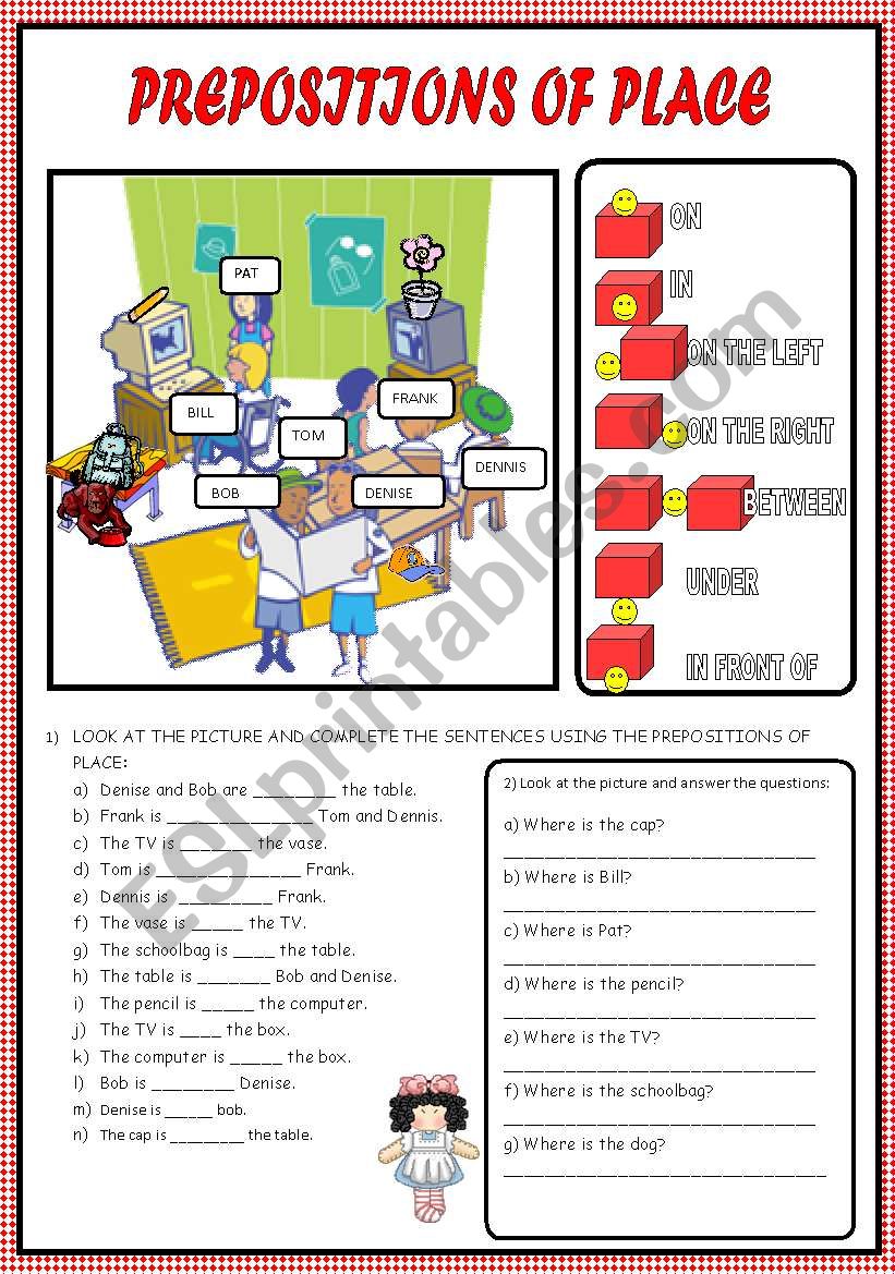 Prepositions of place worksheet