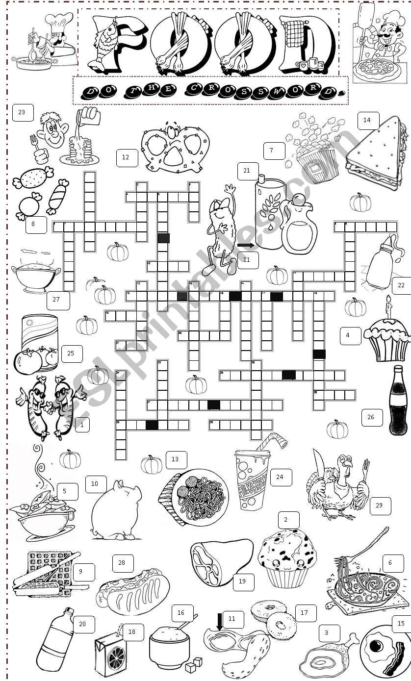 food crossword 2 worksheet