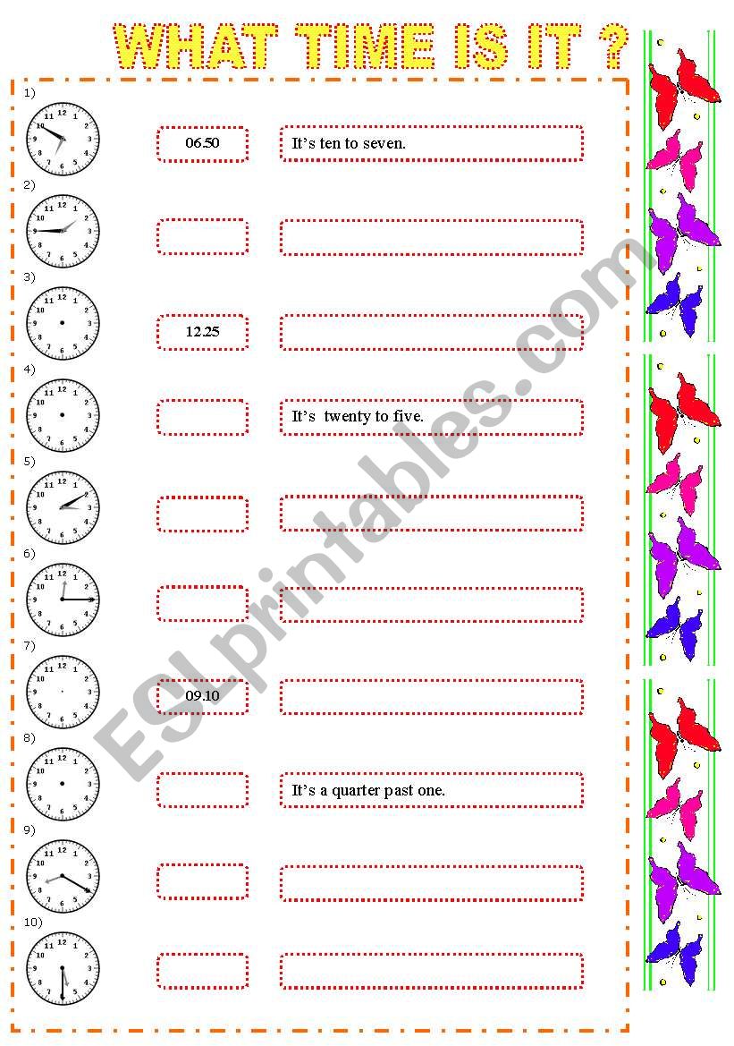 what time is it ? worksheet