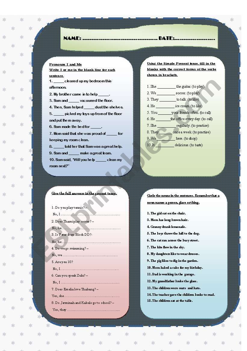 Grammar Test worksheet