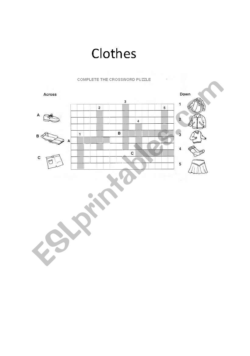 clothes puzzle worksheet