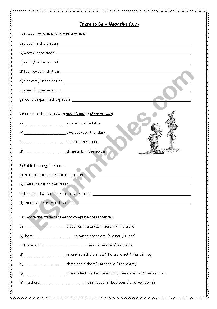 There To be - Negative form worksheet