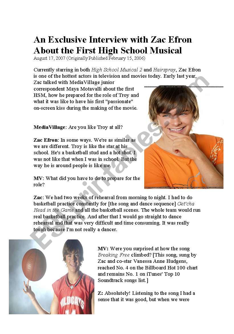 High School Musical Interview and questions