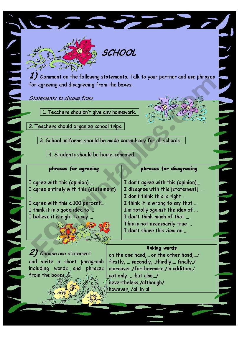 Speaking and writing about Â´SchoolÂ´